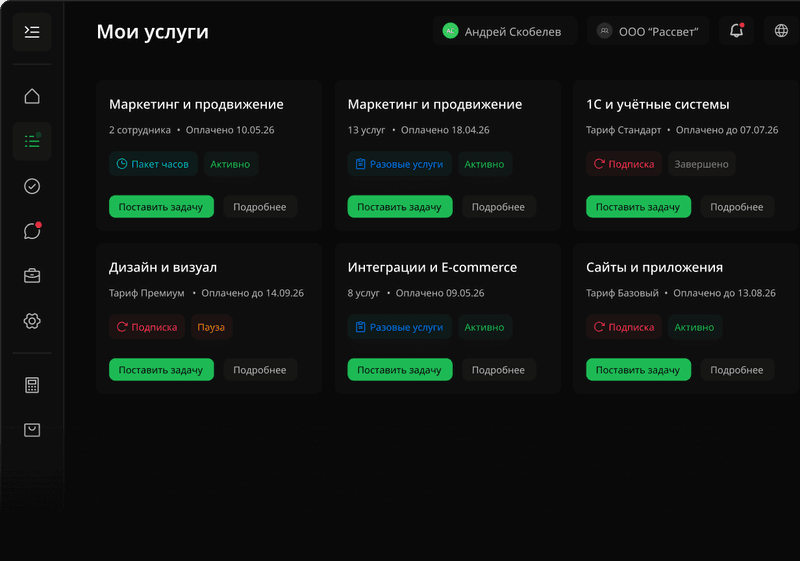 Подключенные услуги