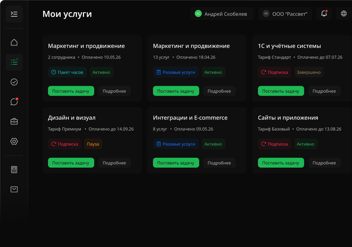 Подключенные услуги